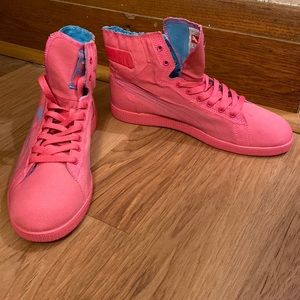 Puma First Round Safari Pink Canvas High Top Sneakers NWOB